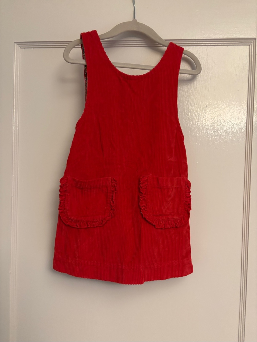 Mini Boden Bright Red Corduroy Pinafore Overall Dress